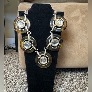 Vintage Loft branded tortoise and crystal statement necklace